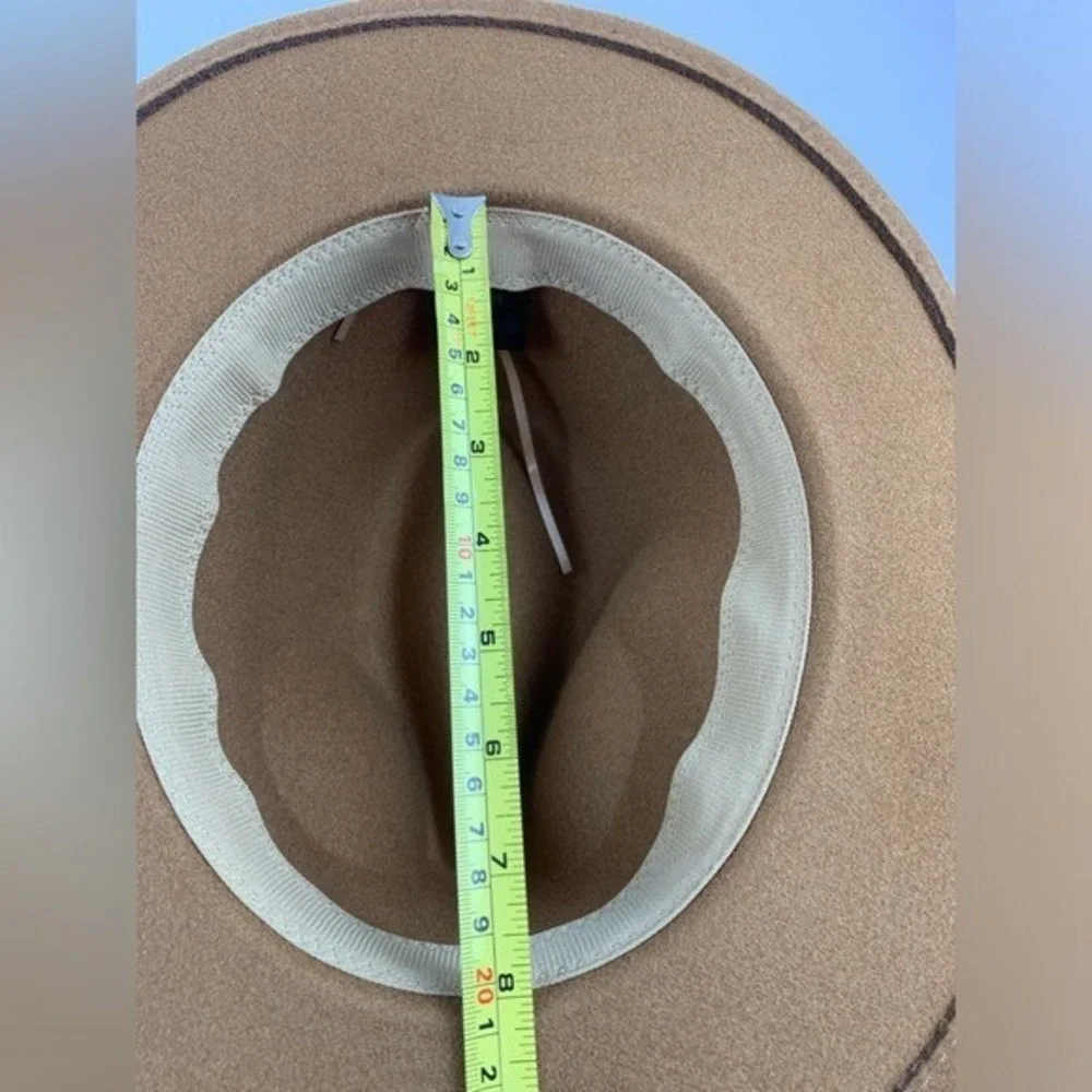 Fedora Hat Burned Sunflower Design Tan Wide-Brimmed Poly/Wool Blend‎ One Size - Picture 11 of 11